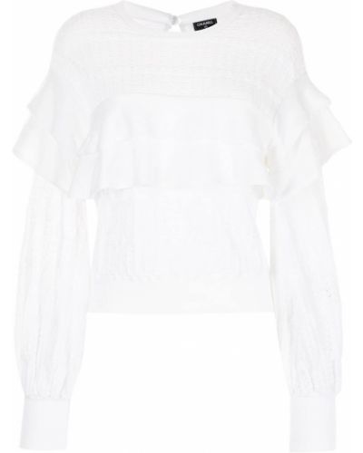 Jersey de punto con volantes de tela jersey Chanel Pre-owned blanco