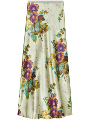 Kvetinová saténová dlhá sukňa s potlačou Tory Burch