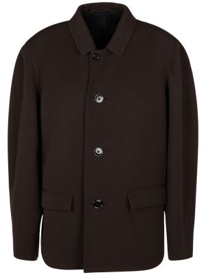 Manteau à boutons en laine en lin Lemaire marron