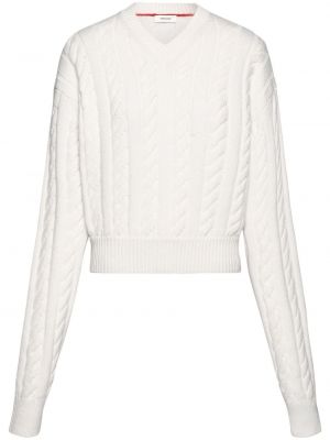 Sweter z dekoltem w serek Ferragamo biały