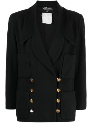 Vlněná bunda s knoflíky Chanel Pre-owned černá