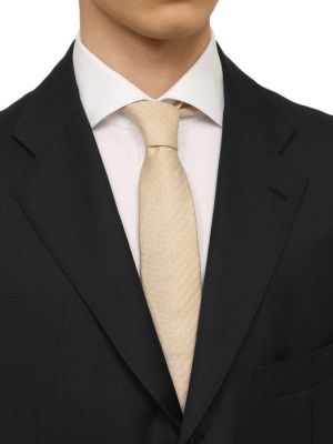 Хлопковый шелковый галстук Boss бежевый
