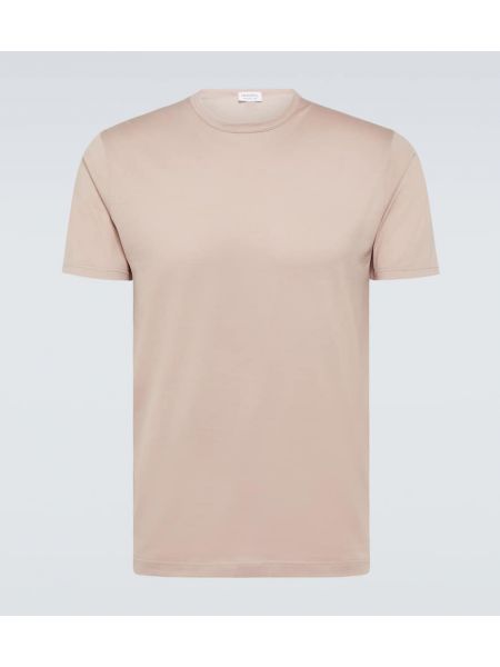 Bavlněné tričko jersey Sunspel růžové