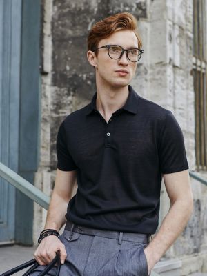 Polo marškinėliai slim fit Altinyildiz Classics juoda