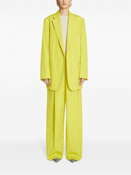 Plisované bavlněné kalhoty Dries Van Noten žluté