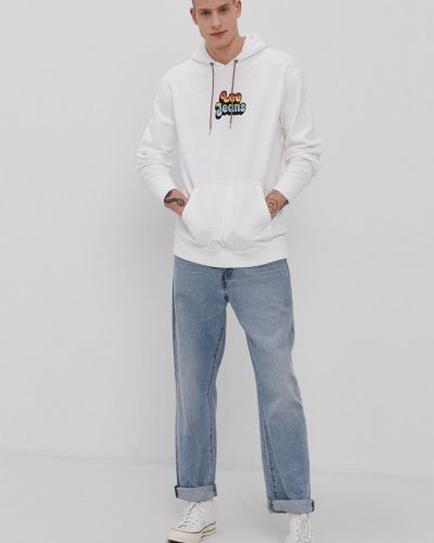 Pamučna hoodie s kapuljačom Lee bijela