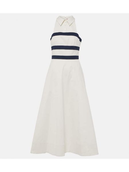 Robe mi-longue en coton Staud blanc