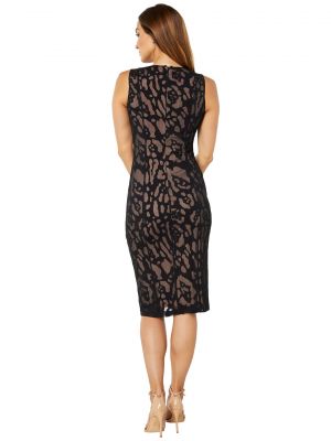Леопардовое платье Halston черное