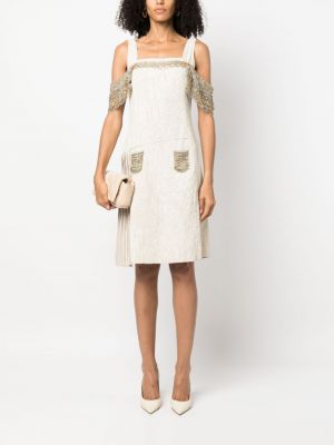 Kleid ausgestellt mit plisseefalten Prada Pre-owned weiß