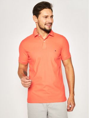 Тениска с копчета Tommy Hilfiger оранжево