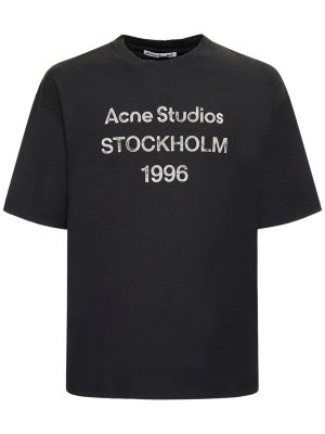 Bavlněné tričko Acne Studios černé