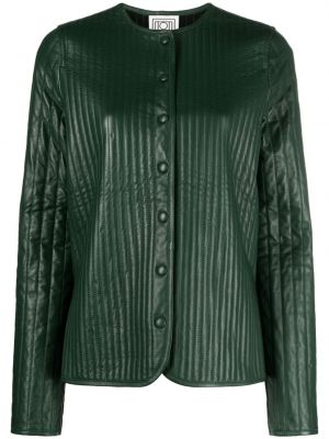 Prošivena kožna jakna Toteme zelena