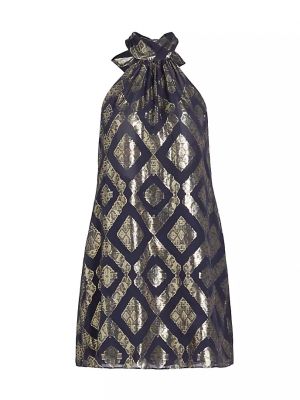 Жаккард платье мини с геометрическим узором Ramy Brook синее