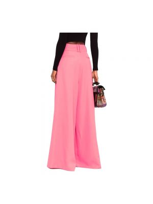 Pantalones de cintura alta de lana Balmain rosa