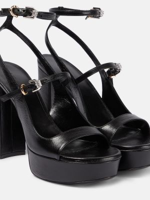 Sandały skórzane na platformie Givenchy czarne