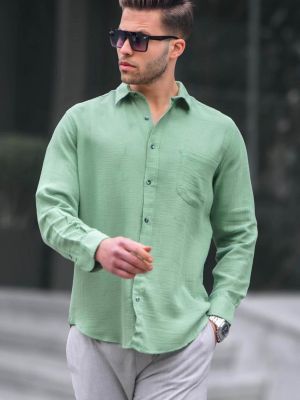 Mušelínová voľná priliehavá košeľa Madmext zelená
