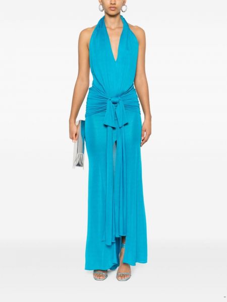 Sukienka długa drapowana Blumarine niebieska