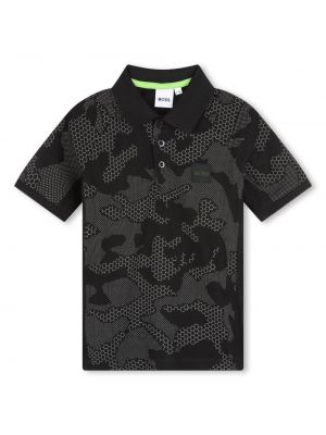 Polo con stampa camouflage Boss Kidswear nero
