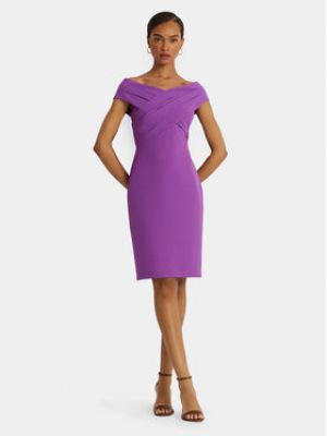 Slim fit koktejlové šaty Lauren Ralph Lauren fialové