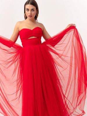 Vakarinė suknelė iš tiulio Lafaba raudona