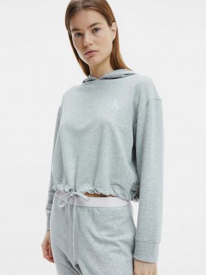 Mikina s kapucňou Calvin Klein Jeans sivá