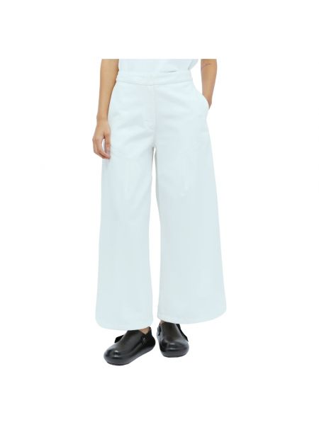 Szerokie spodnie bawełniane Jil Sander białe