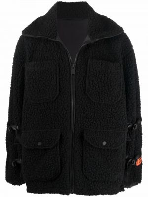 Fleecová páperová bunda na zips Heron Preston čierna