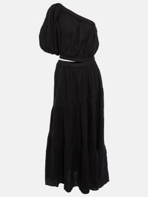 Aksamitna lniana sukienka długa Velvet beżowa
