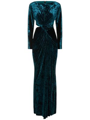 Μακρυμάνικη βελούδινη μάξι φόρεμα Zuhair Murad μπλε