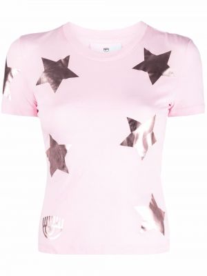 Raštuotas marškinėliai su žvaigždės raštu Chiara Ferragni rožinė