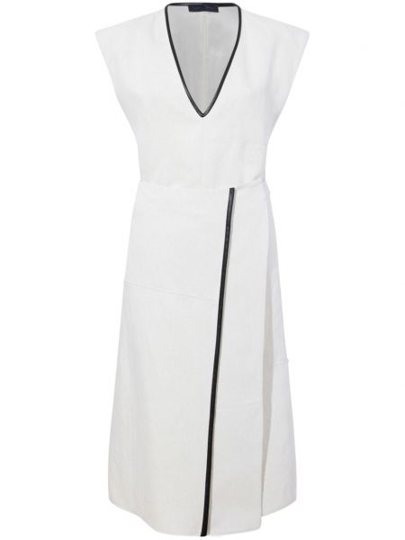 Βαμβακερή φόρεμα με λαιμόκοψη v Proenza Schouler λευκό
