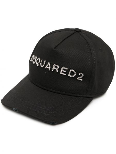 Kepurė su snapeliu su kristalais Dsquared2 juoda