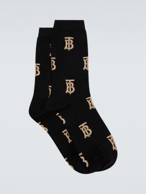 Памучни кашмирени чорапи Burberry черно