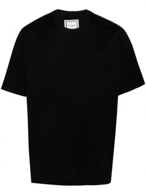 Kvetinové bavlnené tričko s potlačou Wooyoungmi čierna