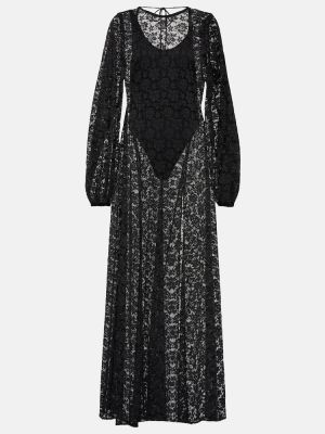 Čipkované dlouhé šaty Rotate Birger Christensen čierna