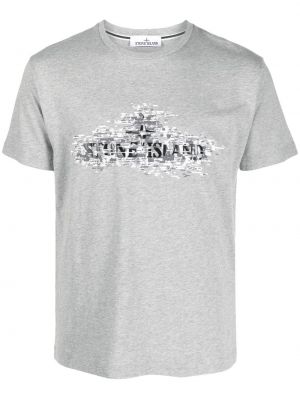 Тениска с принт Stone Island сиво