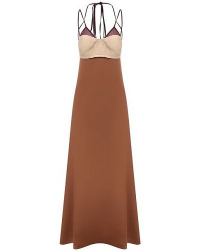 Шелковое платье Victoria Beckham, бежевое