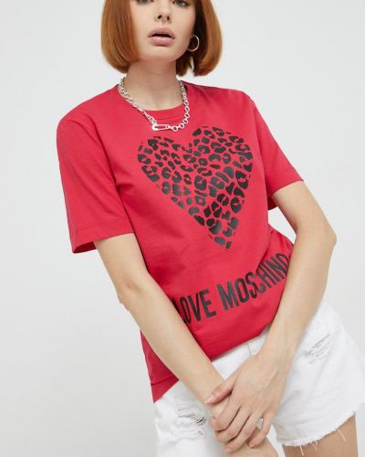 Love Moschino tricou din bumbac culoarea rosu