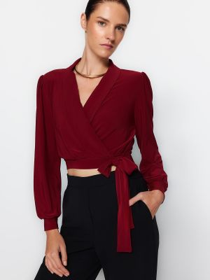 Блуза slim Trendyol винено червено