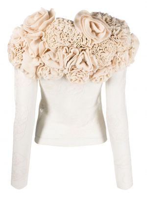 Sweter w kwiatki z siateczką Bimba Y Lola biały