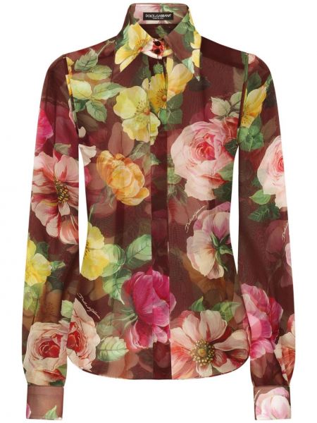 Bluză de mătase cu imagine Dolce & Gabbana roșu