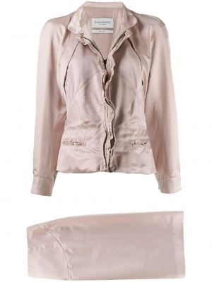 Saténové plisovaná sukně s vysokým pasem na zip Yves Saint Laurent Pre-owned - béžová