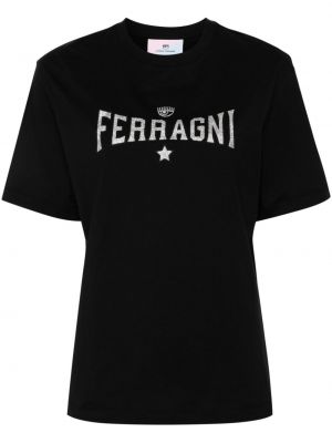 Kokvilnas t-krekls Chiara Ferragni melns