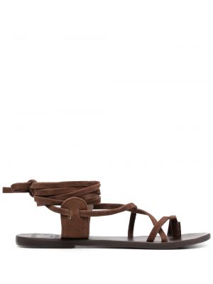 Čipkované semišové šnurovacie sandále Manebi hnedá