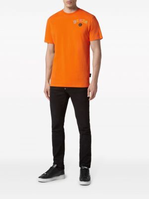Marškinėliai su kristalais Philipp Plein oranžinė