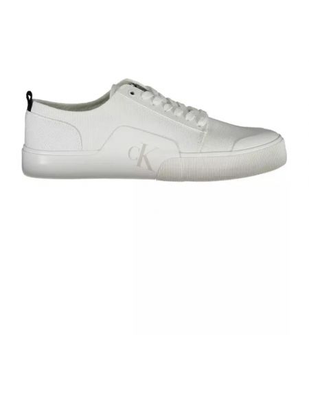 Sneakersy bawełniane z nadrukiem Calvin Klein białe