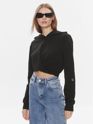 Priliehavá mikina Calvin Klein Jeans čierna
