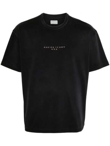 Βαμβακερή μπλούζα με σχέδιο Guess Usa μαύρο