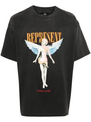 Kokvilnas t-krekls ar apdruku Represent melns