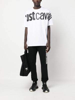 Pantalon de joggings en coton à imprimé Just Cavalli noir